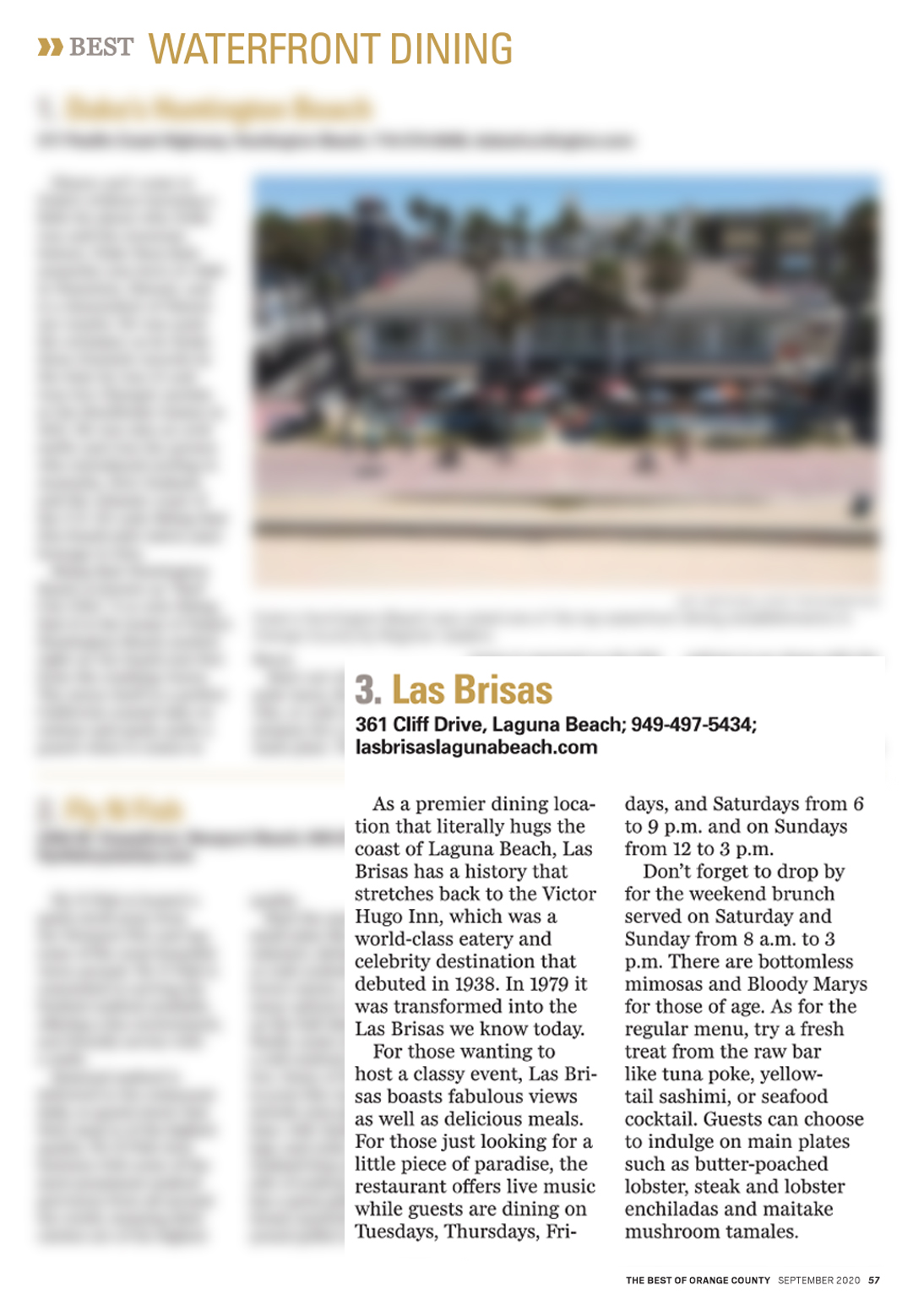 Las Brisas Voted Best Waterfront Dining in Orange County